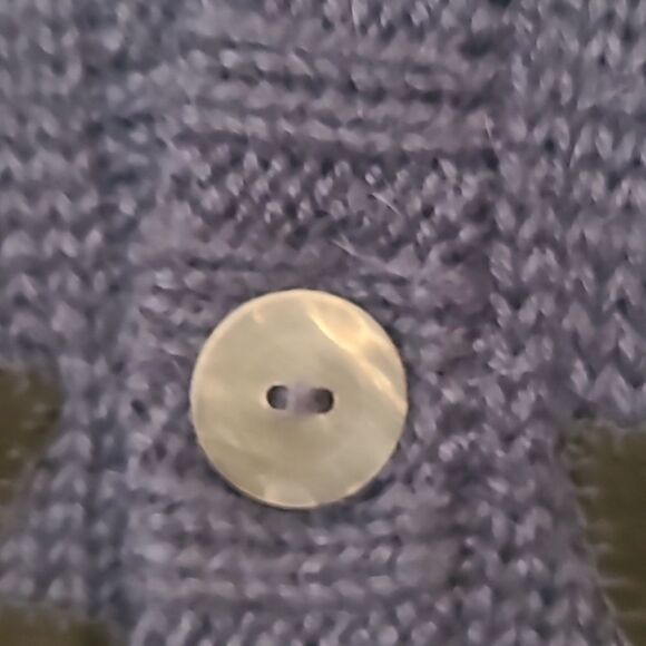 Mara Hoffman Wool Leather Appliqué Button Front Cardigan Sweater Navy Black Sz S - Picture 7 of 13